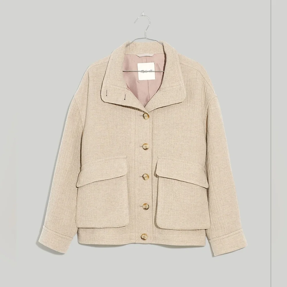 Madewell Clairmont Crop Jacket Plus Size 4X Heather Natural Wool Blend NEW!